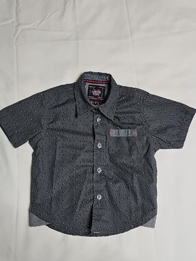 Infant Grey Short-Sleeve Button-Up Shirt